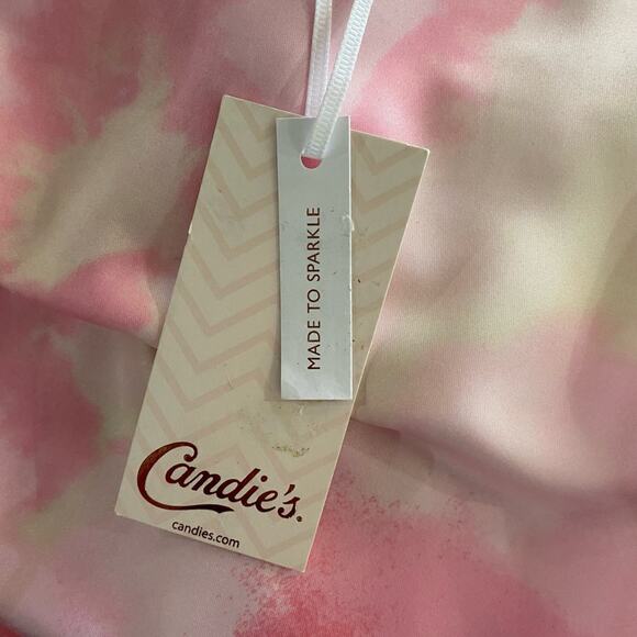 Candies Asymmetric Slip Skirt Pop Tie Dye Womens Large Pink New Midi Barbie - Picture 2 of 6